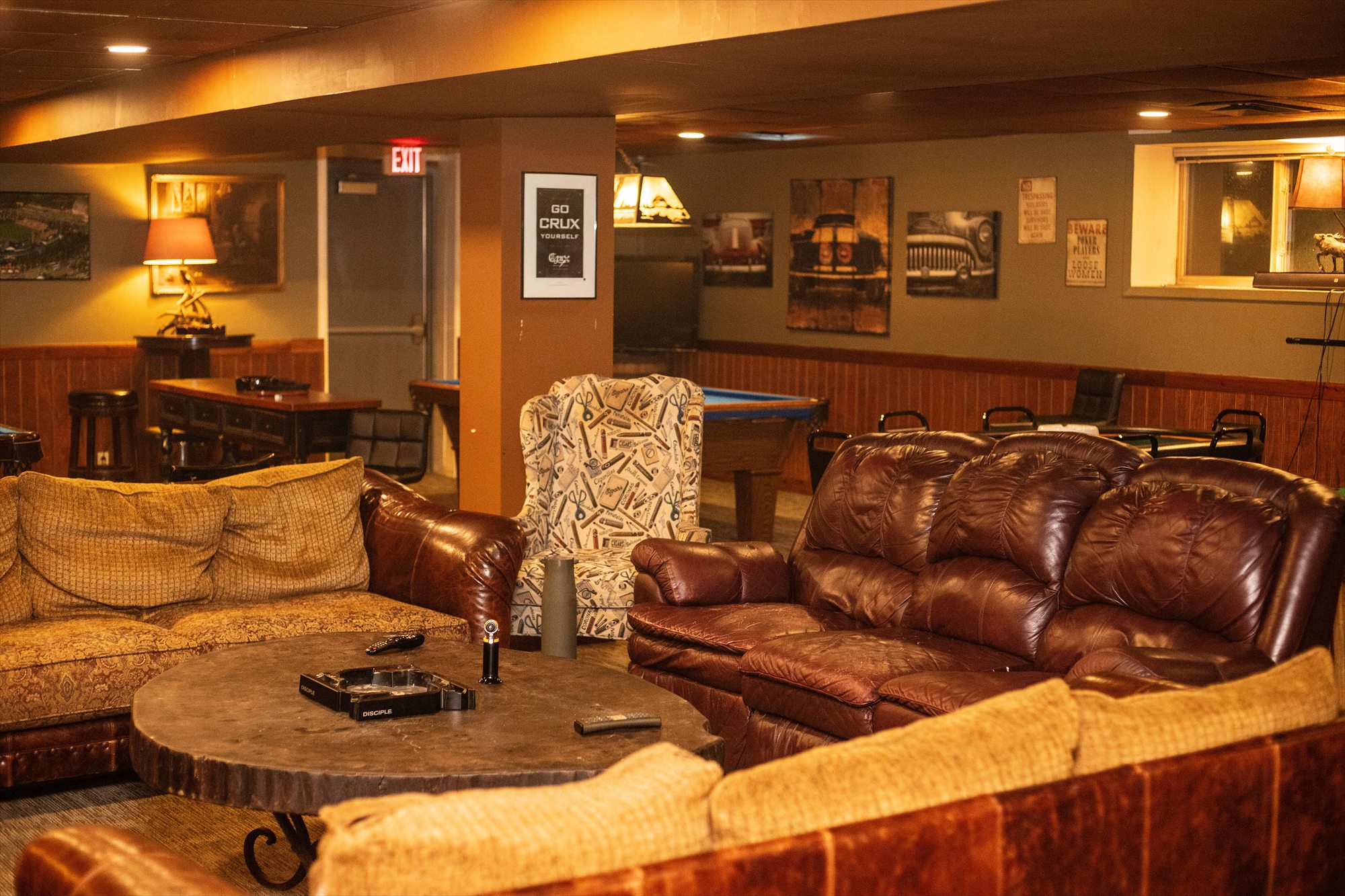Conversation seating in Hearth's downstairs lounge